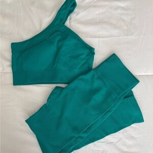 Teal One-Shoulder Activewear Set